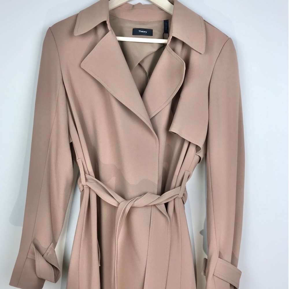 Theory Oaklane Maxyne Crepe Long Trench Coat - Picture 4 of 6